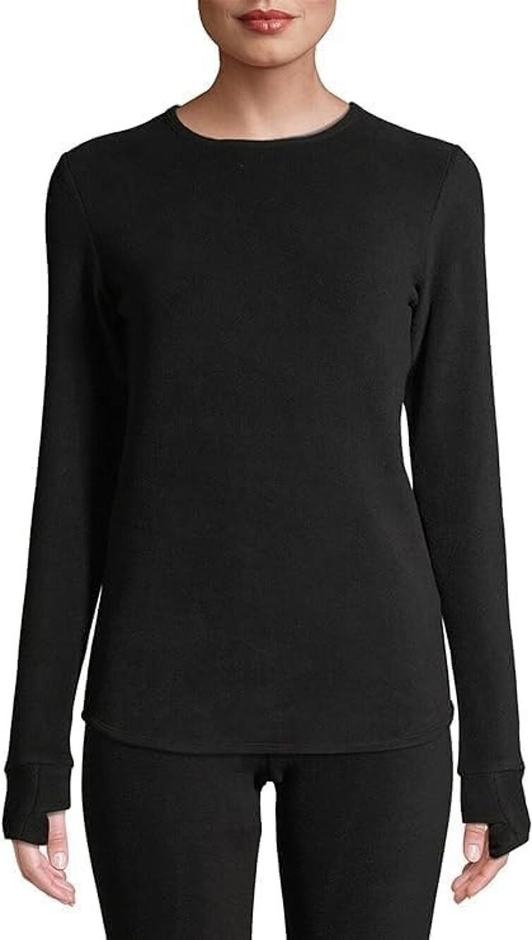 Climateright by Cuddl Duds Women's Stretch Fleece Long Sleeve Crew Neck Base Lay